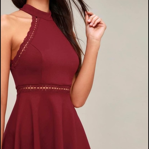 lulus burgundy skater dress